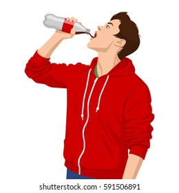 Young Man Drinking Soda.