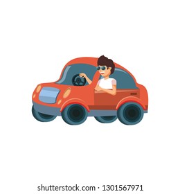young man driving car