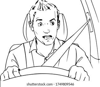 young man driving car