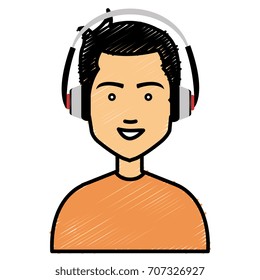 young man with earphones avatar character
