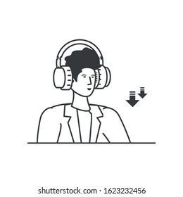 young man with earphones technology vector illustration design
