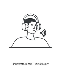 young man with earphones technology vector illustration design
