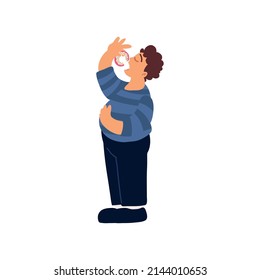 young man eating a donut icon