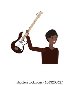 young man with electric guitar character