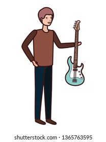 young man with electric guitar character