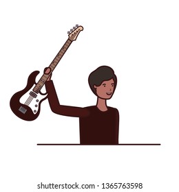 young man with electric guitar character