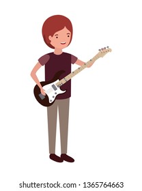 young man with electric guitar character