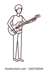 young man with electric guitar character