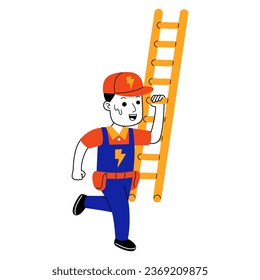 young man electrician vector illustration