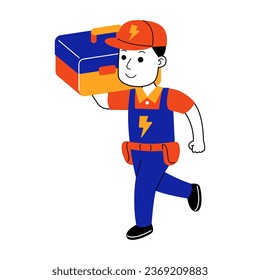 young man electrician vector illustration
