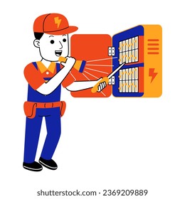 young man electrician vector illustration