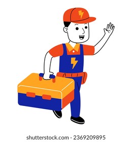ilustración vectorial de un joven electricista