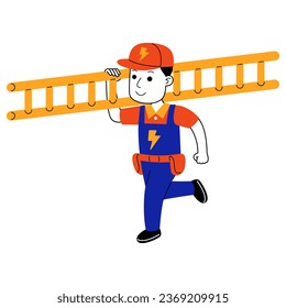 young man electrician vector illustration