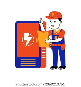 young man electrician vector illustration