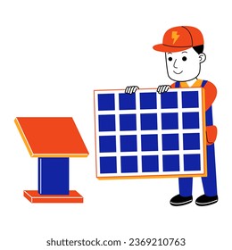 young man electrician vector illustration