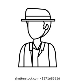 young man with elegant hat avatar character