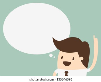  young man with a empty speech bubble over his head