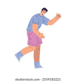 Young Man Enjoy Dancing Fun and Positive Emotion Vector Illustration