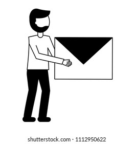 young man with envelope avatar character