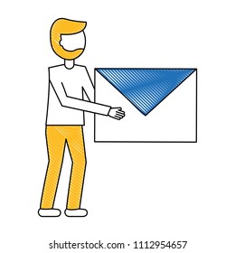 young man with envelope avatar character
