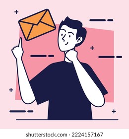 young man with envelope character