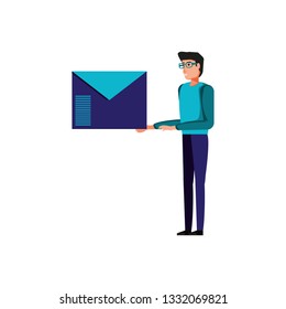 young man with envelope mail
