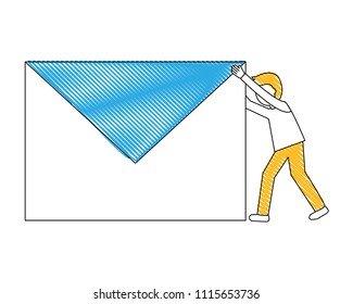 young man with envelope mail isolated icon