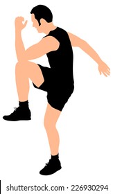 Young man exercising, vector 