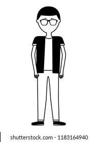 young man with eyeglasses avatar character