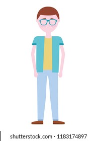 young man with eyeglasses avatar character
