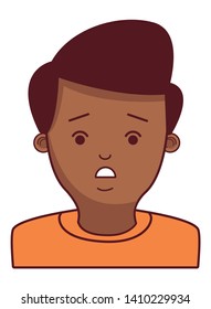 young man face afro american black character cartoon vector illustration graphic design