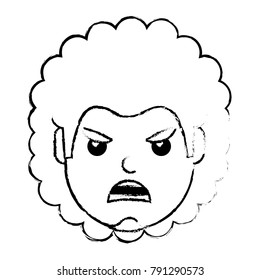 young man face angry expression cartoon
