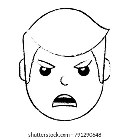 young man face angry expression cartoon