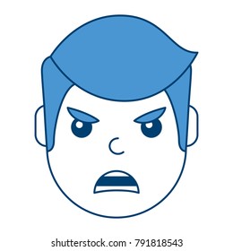 young man face angry expression cartoon
