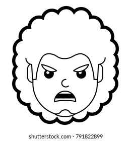 young man face angry expression cartoon