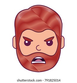 young man face angry expression cartoon