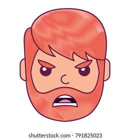 young man face angry expression cartoon
