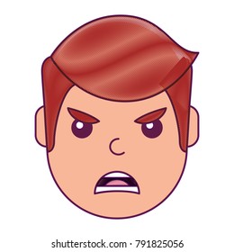 young man face angry expression cartoon