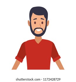 Young man face with beard