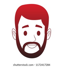 Young man face with beard red lines
