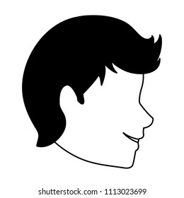 Young man face in black and white