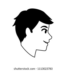 Young man face in black and white