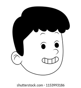 Young man face in black and white