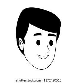 Young man face in black and white