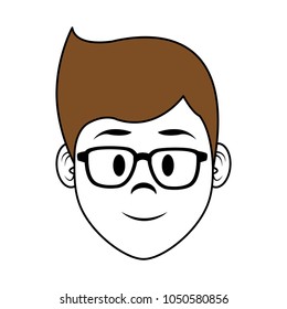 Young man face cartoon