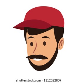 Young man face cartoon