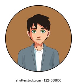 young man face cartoon