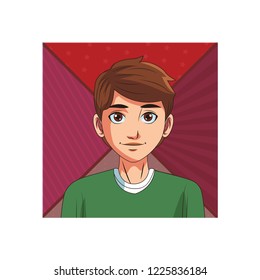 young man face cartoon