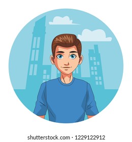 young man face cartoon