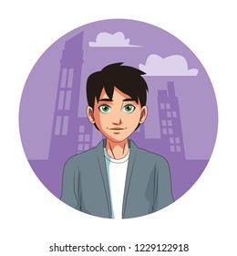 young man face cartoon